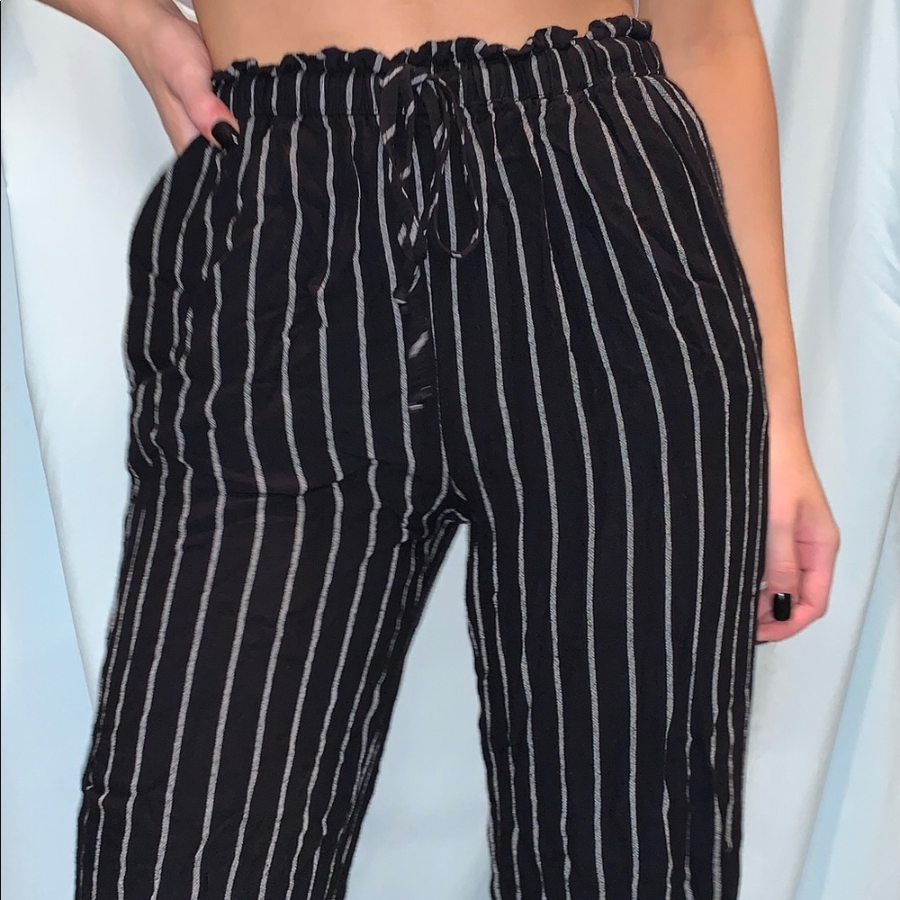Wide Leg Black & White Flowy Pants
